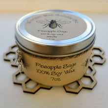 Load image into Gallery viewer, 7 oz. Travel Tin 100% Soy Candle Pineapple Sage