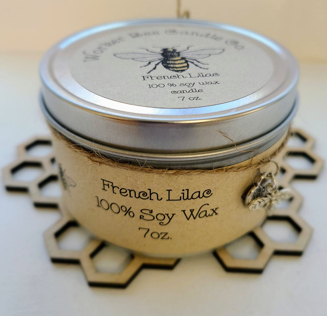 7 oz. Travel Tin 100% Soy Candle French Lilac