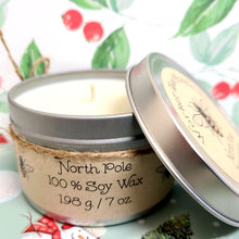 Load image into Gallery viewer, 7 oz.Travel Tin 100% Soy Candle North Pole
