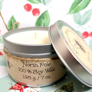 7 oz.Travel Tin 100% Soy Candle North Pole